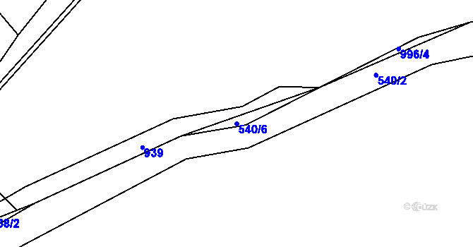 Parcela st. 540/6 v KÚ Mastník, Katastrální mapa