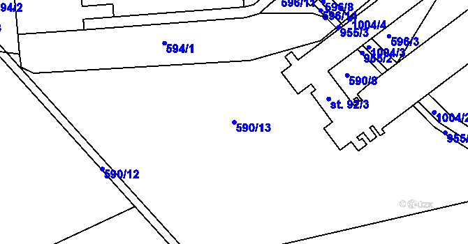 Parcela st. 590/13 v KÚ Mastník, Katastrální mapa
