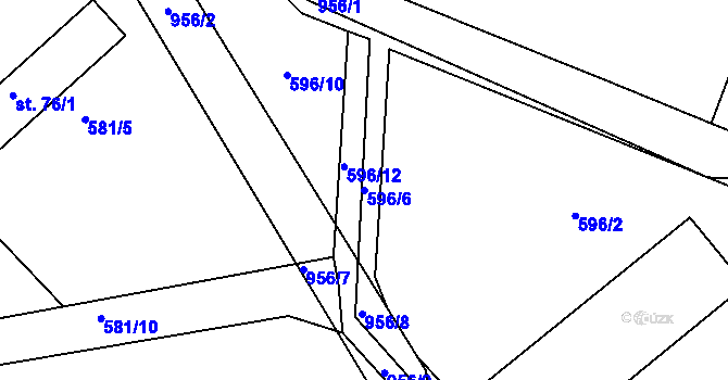 Parcela st. 596/6 v KÚ Mastník, Katastrální mapa