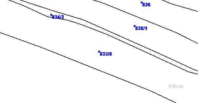 Parcela st. 833/8 v KÚ Mastník, Katastrální mapa