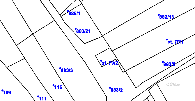 Parcela st. 883/19 v KÚ Mastník, Katastrální mapa