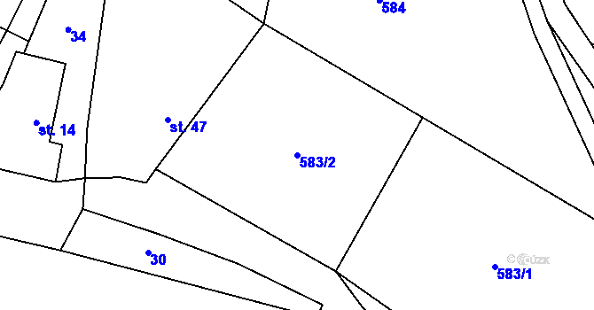 Parcela st. 583/2 v KÚ Mastník, Katastrální mapa