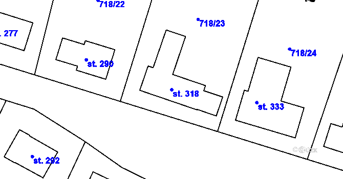 Parcela st. 318 v KÚ Mašovice u Znojma, Katastrální mapa