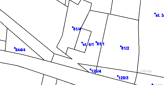 Parcela st. 5/1 v KÚ Mašovice u Znojma, Katastrální mapa