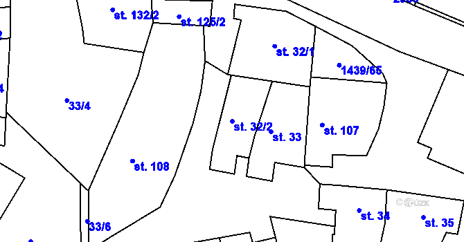Parcela st. 32/2 v KÚ Mašovice u Znojma, Katastrální mapa