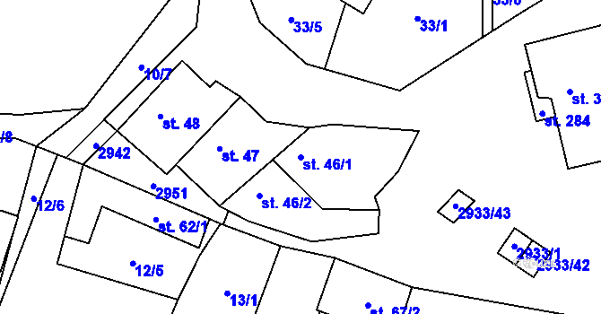 Parcela st. 46/1 v KÚ Mašovice u Znojma, Katastrální mapa