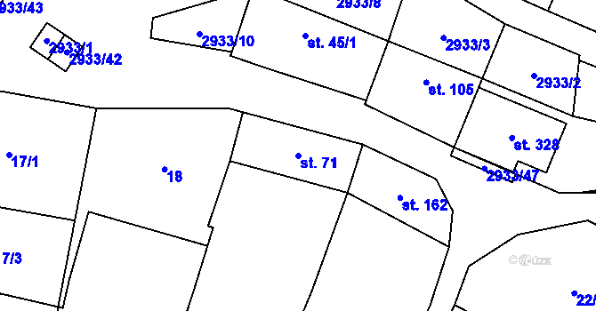 Parcela st. 71 v KÚ Mašovice u Znojma, Katastrální mapa