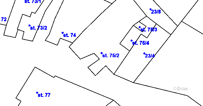 Parcela st. 75/2 v KÚ Mašovice u Znojma, Katastrální mapa