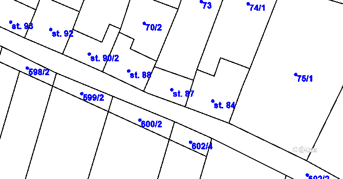 Parcela st. 87 v KÚ Mašovice u Znojma, Katastrální mapa