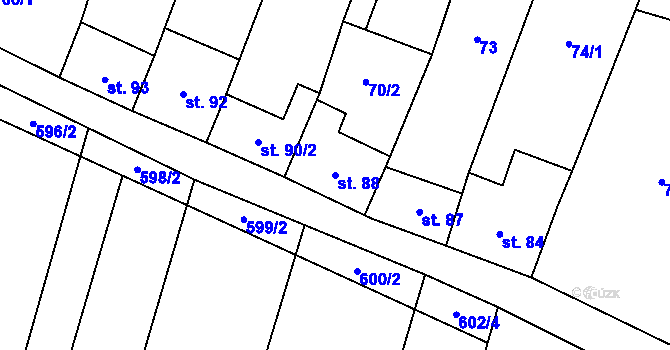 Parcela st. 88 v KÚ Mašovice u Znojma, Katastrální mapa