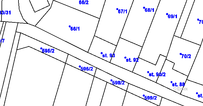 Parcela st. 93 v KÚ Mašovice u Znojma, Katastrální mapa