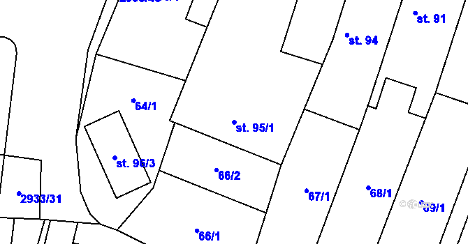 Parcela st. 95/1 v KÚ Mašovice u Znojma, Katastrální mapa