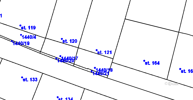 Parcela st. 121 v KÚ Mašovice u Znojma, Katastrální mapa