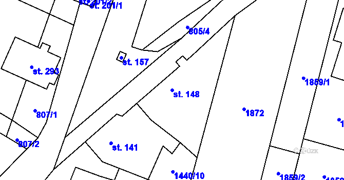 Parcela st. 148 v KÚ Mašovice u Znojma, Katastrální mapa