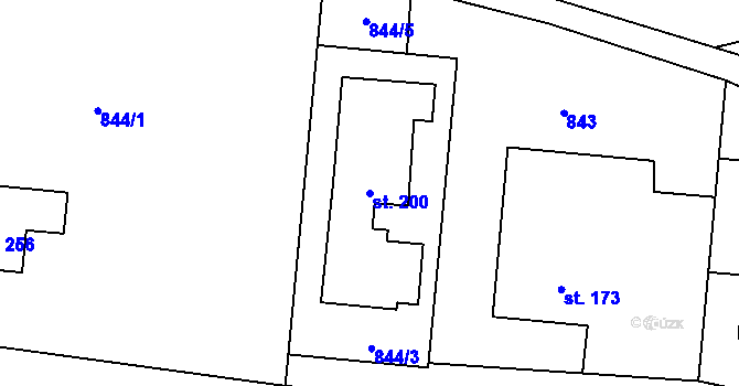 Parcela st. 200 v KÚ Mašovice u Znojma, Katastrální mapa