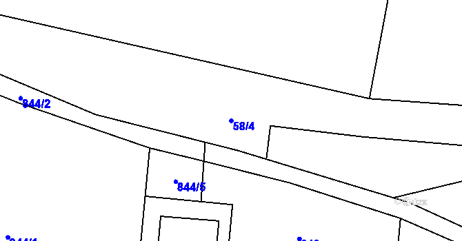 Parcela st. 58/4 v KÚ Mašovice u Znojma, Katastrální mapa