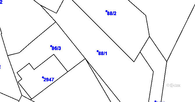 Parcela st. 88/1 v KÚ Mašovice u Znojma, Katastrální mapa