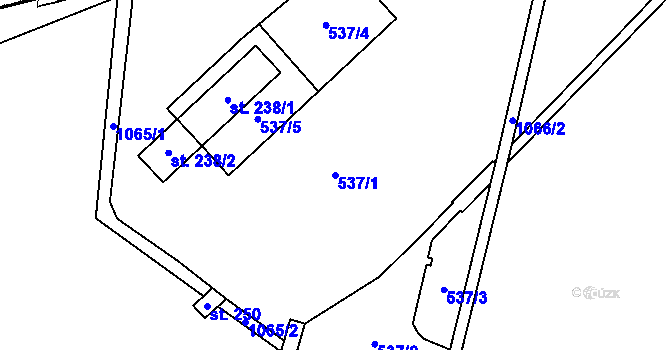 Parcela st. 537/1 v KÚ Mašovice u Znojma, Katastrální mapa