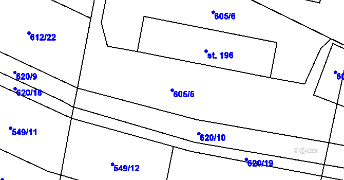 Parcela st. 605/5 v KÚ Mašovice u Znojma, Katastrální mapa