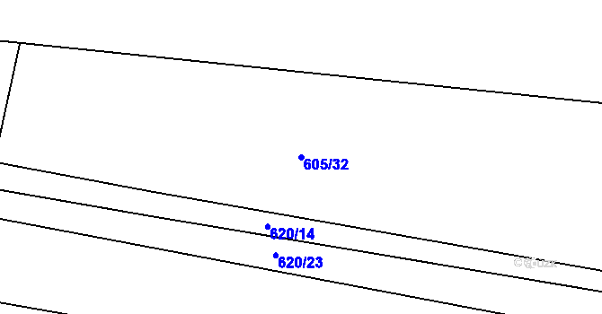Parcela st. 605/32 v KÚ Mašovice u Znojma, Katastrální mapa