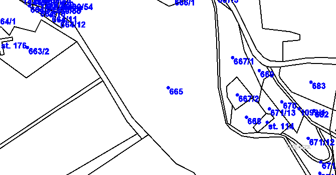 Parcela st. 665 v KÚ Mašovice u Znojma, Katastrální mapa