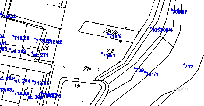 Parcela st. 718/1 v KÚ Mašovice u Znojma, Katastrální mapa
