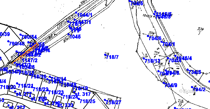 Parcela st. 718/7 v KÚ Mašovice u Znojma, Katastrální mapa