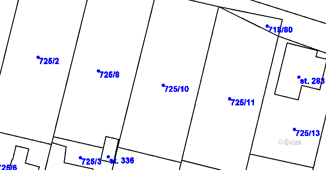 Parcela st. 725/10 v KÚ Mašovice u Znojma, Katastrální mapa