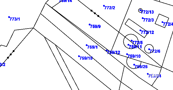 Parcela st. 759/1 v KÚ Mašovice u Znojma, Katastrální mapa