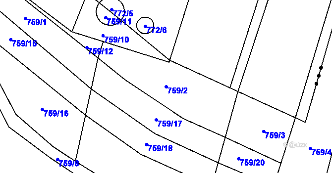 Parcela st. 759/2 v KÚ Mašovice u Znojma, Katastrální mapa