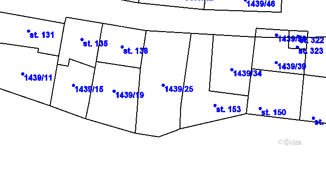 Parcela st. 1439/25 v KÚ Mašovice u Znojma, Katastrální mapa