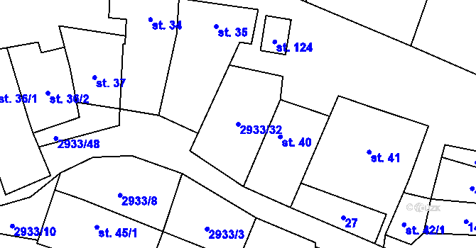 Parcela st. 2933/32 v KÚ Mašovice u Znojma, Katastrální mapa