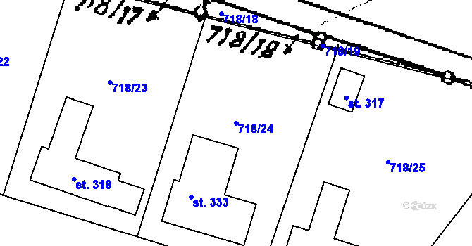 Parcela st. 718/24 v KÚ Mašovice u Znojma, Katastrální mapa