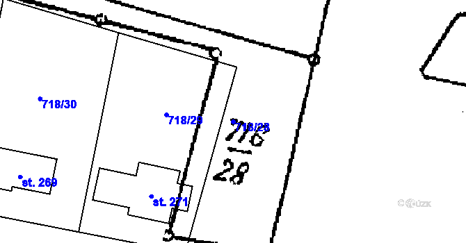 Parcela st. 718/28 v KÚ Mašovice u Znojma, Katastrální mapa