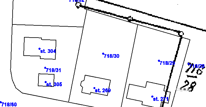 Parcela st. 718/30 v KÚ Mašovice u Znojma, Katastrální mapa