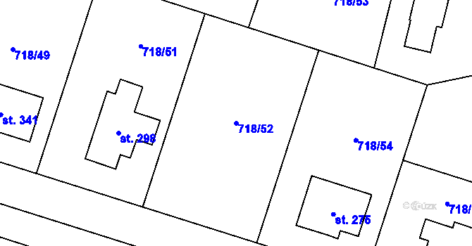 Parcela st. 718/52 v KÚ Mašovice u Znojma, Katastrální mapa