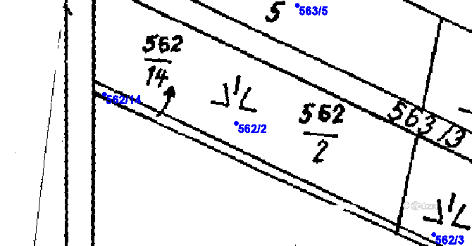 Parcela st. 562/2 v KÚ Mašovice u Znojma, Katastrální mapa