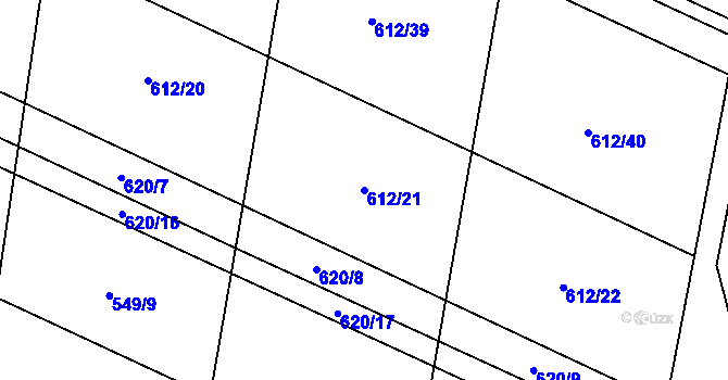 Parcela st. 612/21 v KÚ Mašovice u Znojma, Katastrální mapa