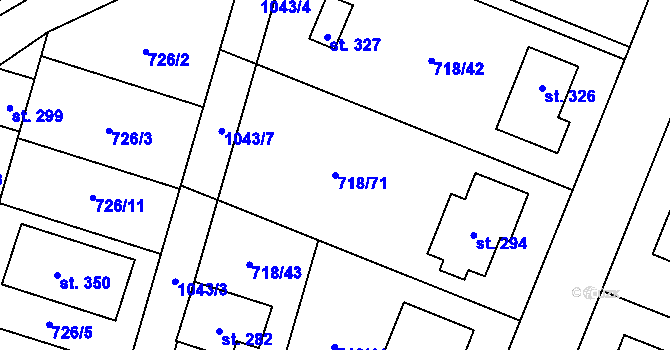 Parcela st. 718/71 v KÚ Mašovice u Znojma, Katastrální mapa