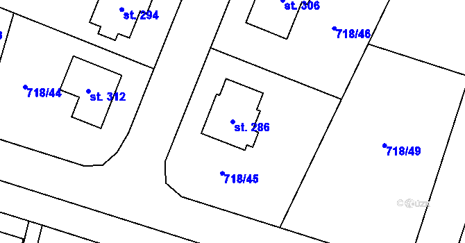 Parcela st. 286 v KÚ Mašovice u Znojma, Katastrální mapa