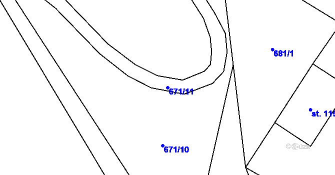 Parcela st. 671/11 v KÚ Mašovice u Znojma, Katastrální mapa