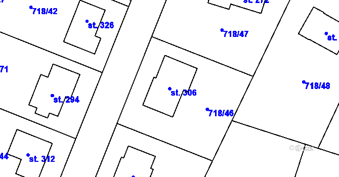 Parcela st. 306 v KÚ Mašovice u Znojma, Katastrální mapa