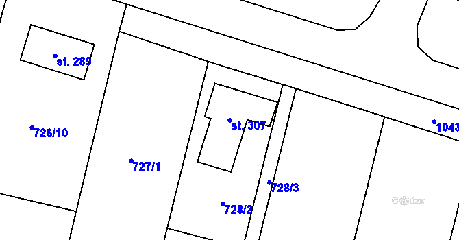 Parcela st. 307 v KÚ Mašovice u Znojma, Katastrální mapa