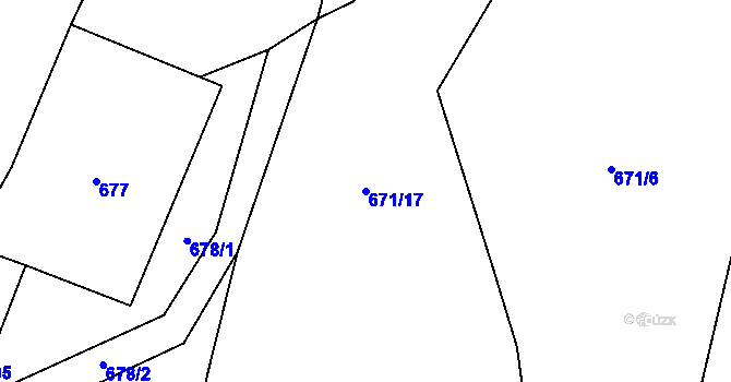 Parcela st. 671/17 v KÚ Mašovice u Znojma, Katastrální mapa