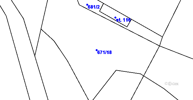 Parcela st. 671/18 v KÚ Mašovice u Znojma, Katastrální mapa