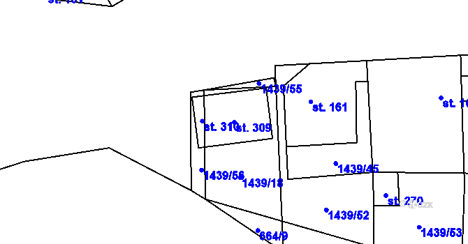 Parcela st. 309 v KÚ Mašovice u Znojma, Katastrální mapa