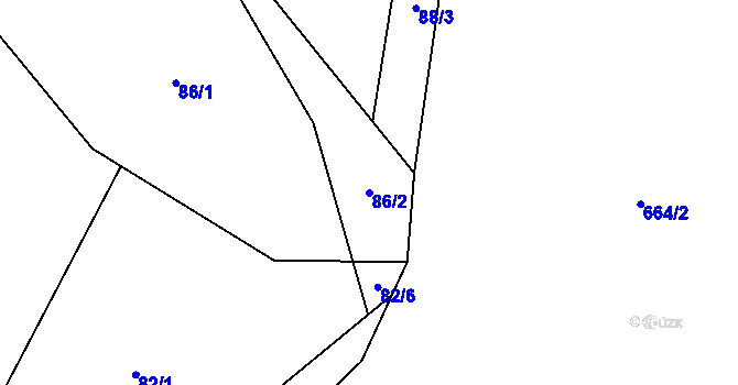Parcela st. 86/2 v KÚ Mašovice u Znojma, Katastrální mapa