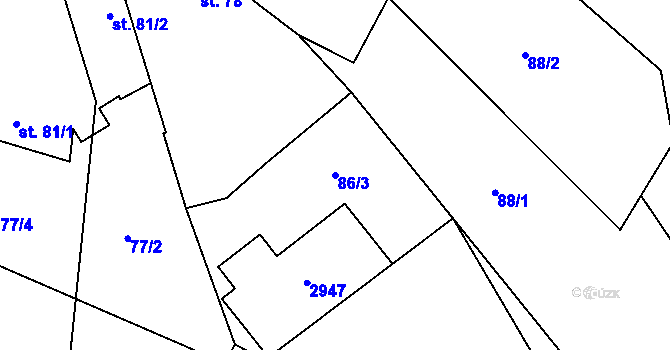 Parcela st. 86/3 v KÚ Mašovice u Znojma, Katastrální mapa