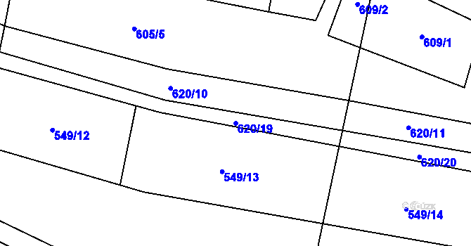 Parcela st. 620/19 v KÚ Mašovice u Znojma, Katastrální mapa