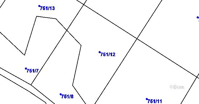 Parcela st. 751/12 v KÚ Mašovice u Znojma, Katastrální mapa